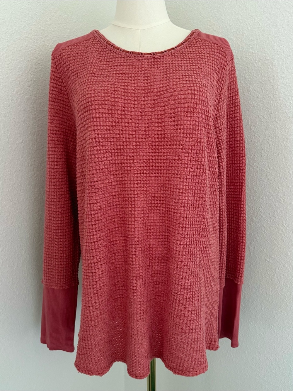Sundance Women’s Everly Waffle Knit Thermal Top Mixed Media Long Sleeve XL